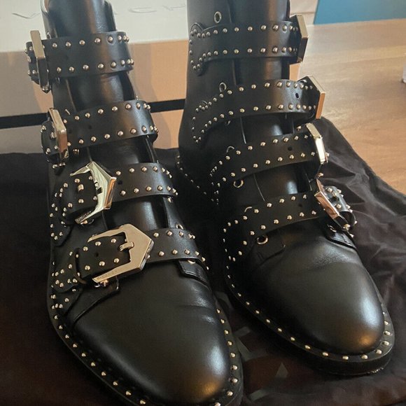 Sold - Givenchy Elegant Black Leather Studded Buckle Boots MSRP $1395 Size 6.5 - Picture 12 of 12